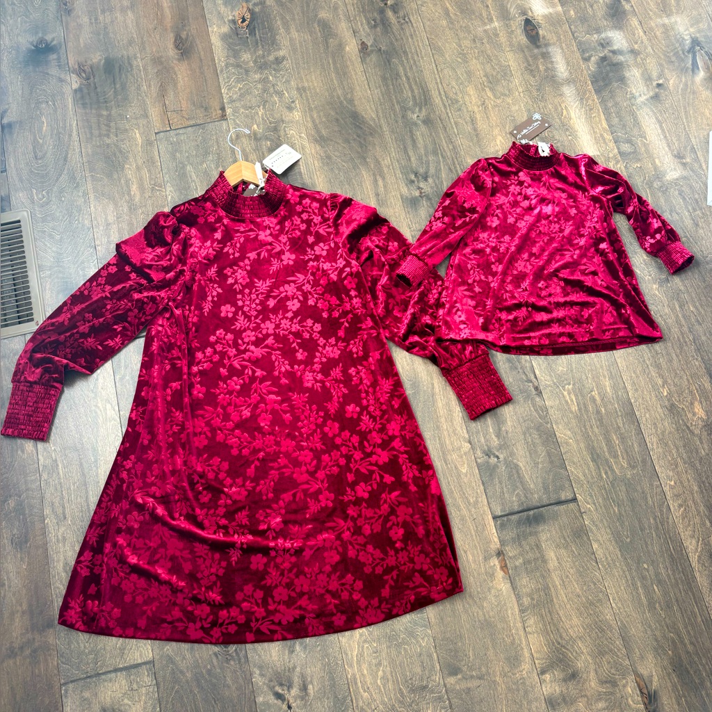 Matching Red Velvet Dresses